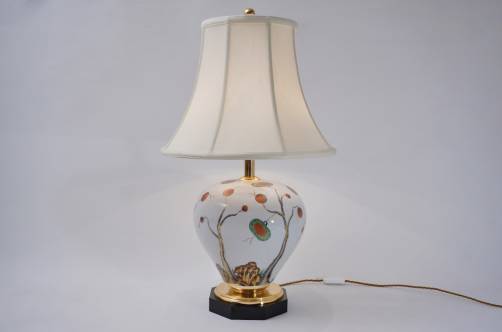 Giulia Mangani porcelain lamp chinoiserie with lychee, 1950`s ca, Italian